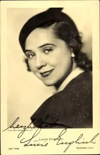 Ak Schauspielerin Lucie Englisch, Autogramm