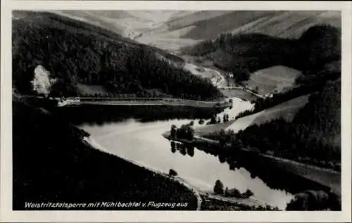 Ak Lubachów Breitenhain Niederschlesien, Schlesiertalsperre, Weistritztalsperre, Fliegeraufnahme