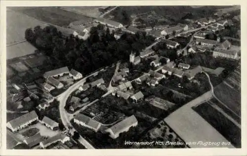 Ak Wojnarowice Wernersdorf Kreis Breslau Schlesien, Fliegeraufnahme