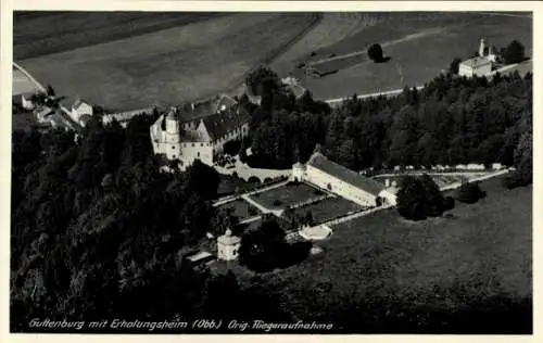 Ak Kraiburg am Inn Alpenvorland, Guttenburg m. Erholungsheim, Fliegeraufnahme