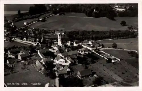 Ak Winhöring in Oberbayern, Flugbild von  ländliche Umgebung, Häuser, windmühle