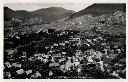 Ak Eisental Bühl in Baden Schwarzwald, Luftaufnahme von Eisental, Weinberg, Häuser, Berge