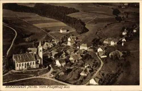 Ak Rickenbach im Hotzenwald, Luftbild von  Kirche, ländliche Umgebung, Flugzeugaufnahme