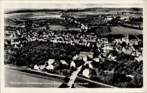 Ak Plieningen Stuttgart in Württemberg, Luftbild von Plieningen, Schloß Hohenheim, Häuser, Landsc