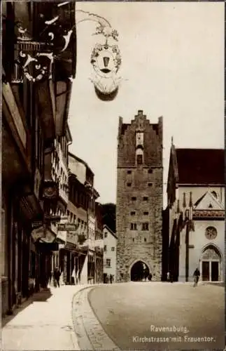 Ak Ravensburg in Württemberg Oberschwaben, Kirchstraße, Frauentor