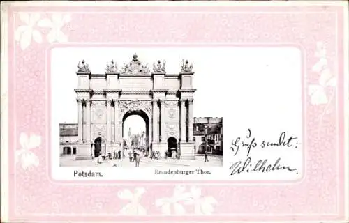 Präge Passepartout Ak Potsdam, Brandenburger Tor