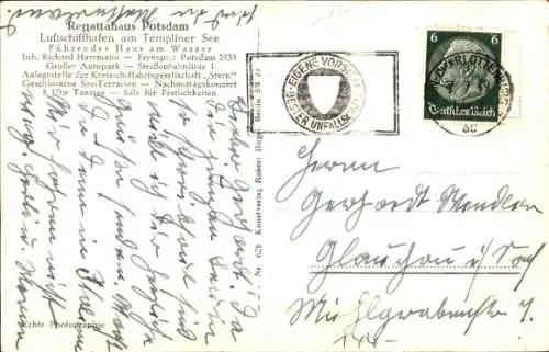 Ak Potsdam, Sportplatz, Luftschiffhafen, Regattahaus