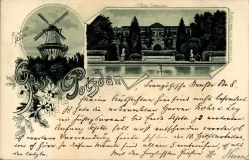 Litho Potsdam, Schloß Sanssouci, historische Mühle