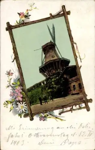 Passepartout Litho Potsdam, Historische Windmühle