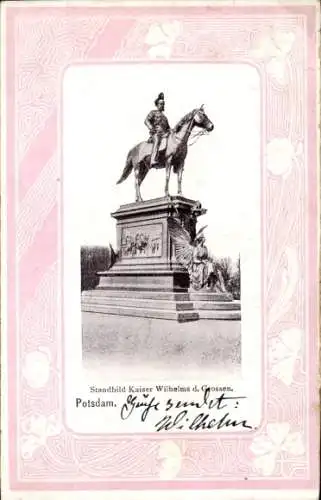 Passepartout Ak Potsdam in Brandenburg, Denkmal Kaiser Wilhelms des Großen, Reiterstandbild