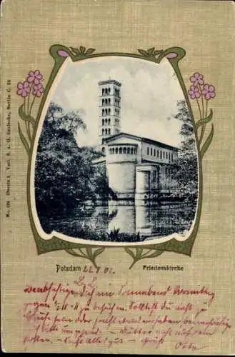 Jugendstil Passepartout Ak Potsdam in Brandenburg, Friedenskirche