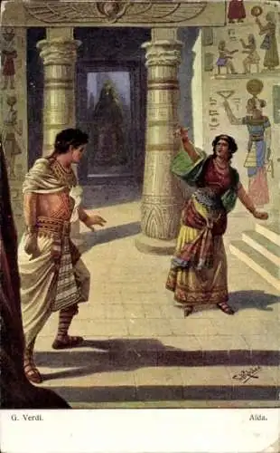 Künstler Ak Rösler, F., Oper von Giuseppe Verdi, Aida, Opernszene
