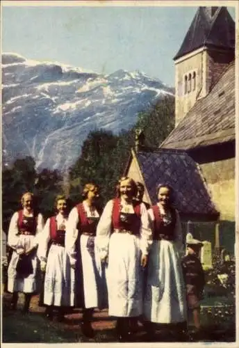 Ak Norwegen, Frauen in norwegischer Volkstracht