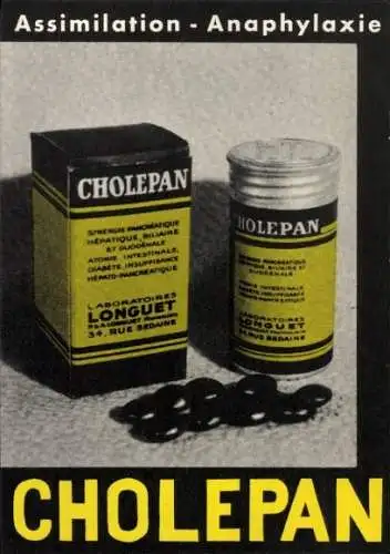 Ak Reklame Cholepan, Assimilation, Anaphylaxie, Laboratorium Longuet, Paris