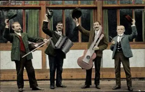 Ak Musizierende Männer, Musikinstrumente, Akkordeon, Gitarre
