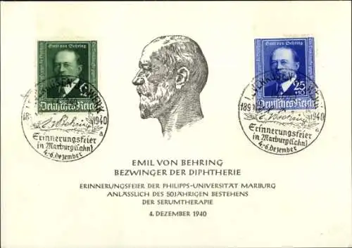 Ak Emil von Behring, Bezwinger der Diphtherie, Erinnerungsfeier Marburg 1940