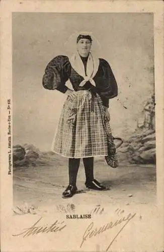Ak Sablaise, Frau in Tracht