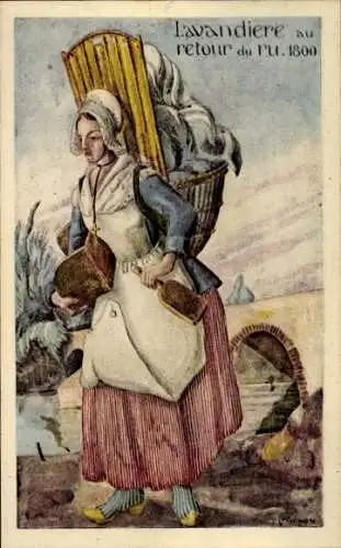 Künstler Ak Wäscherin kommt vom Bach zurück, 1800