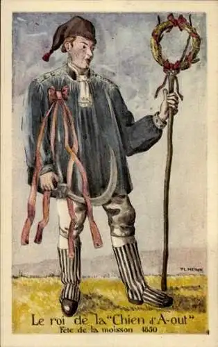 Künstler Ak Le roi de la Chien d'A-out, Fete de la moisson 1850