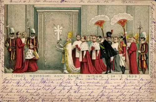 Litho Vatikan, Papst Leo XIII. eröffnet die Heilige Pforte im Petersdom