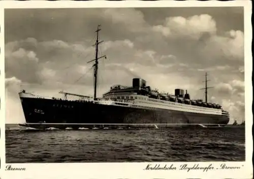 Ak Hansestadt Bremen, Das Bild zeigt ein großes Schiff, welches auf dem Wasser fährt. Der Name...