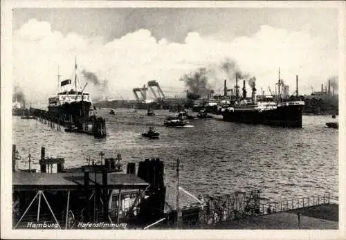 Ak Hamburg, Hafenstimmung, Dampfer