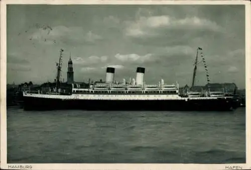 Ak Hamburg Waltershof, Hafen mit Schiffen, Personen, Kräne, Gebäude