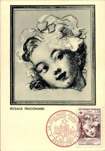 Ak Angoulême Charente, Rosalie Fragonard, Premier Jour Croix Rouge, 8. Dez. 1962