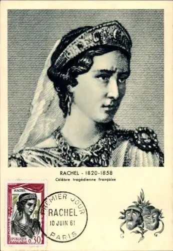 Ak Paris I Louvre, RACHEL, eine franzoesische Schauspielerin, ist auf dieser Postkarte abgedru...