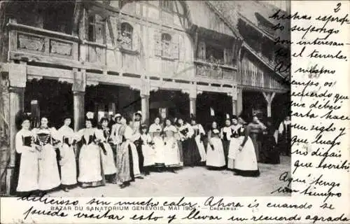 Ak Genf Stadt Schweiz, Straßenszene mit vielen Frauen in Tracht