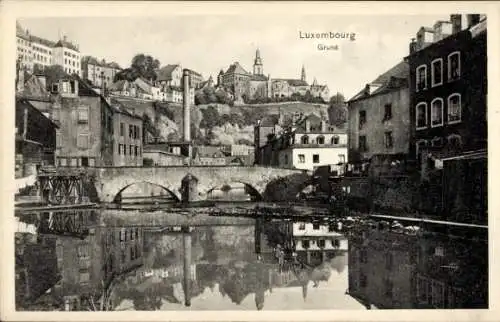 Ak Luxemburg Luxembourg, Schöne Stadtansicht von Luxembourg, Blick auf Grund, Brücke, Gebäude,...