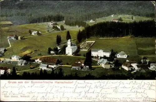 Ak Harrachov Harrachsdorf Riesengebirge Region Reichenberg, Landschaftsaufnahme, Kirche, Gebäude,