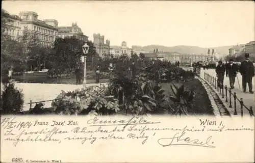 Ak Wien 1 Innere Stadt, Franz Josef Kai, Landschaft, Pflanzen, Menschen, Gebäude