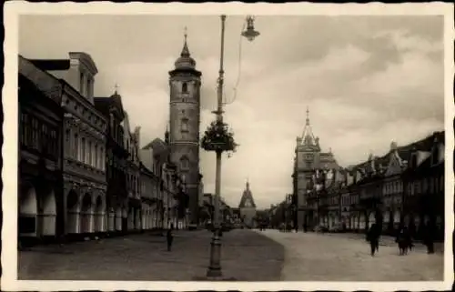 Ak Domažlice Taus Region Pilsen, Straßenansicht