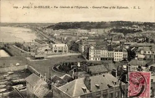 Ak St Helier Kanalinsel Jersey, Gesamtansicht, Esplanade