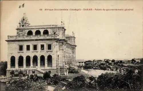 Ak Dakar Senegal, Palais du gouvernement général, afrikanische Architektur, historische Postkarte