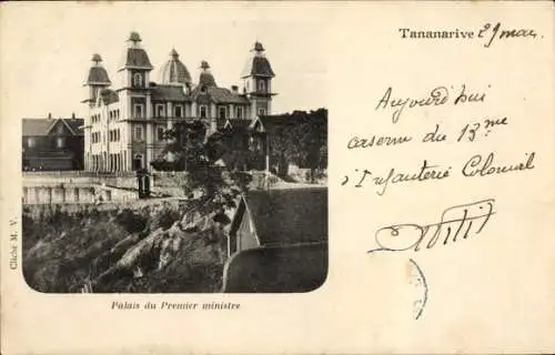 Ak Madagaskar Madagascar, Palais du Premier ministre, historische Architektur, Postkarte