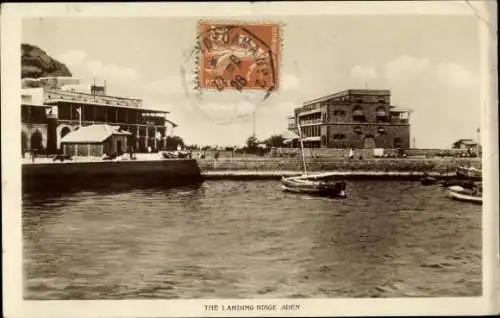 Ak Aden Jemen, Landungssteg, Gebäude, Wasser, Boote, Postkarte
