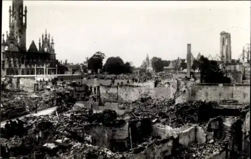 Ak Middelburg Zeeland Niederlande, Zerstörte Stadt, Ruinen, Stadthaus, Lange Jan