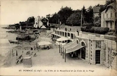 Ak Pornic Loire Atlantique, Blick auf die Küste, Strand, Gebäude, Spaziergänger, entspannende Atm