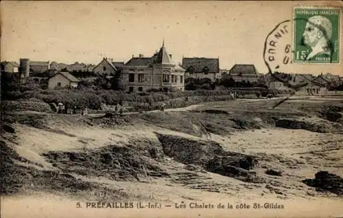Ak Prefailles Loire Atlantique, Küstenlandschaft, Chalets, Poststempel, französische 