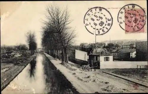 Ak Pantin Seine Saint Denis, Le canal, Bäume, Straße,  , Fassaden