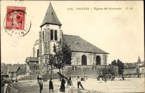Ak Pantin Seine Saint Denis, Église St-Germain, Gebäude, Poststempel,  Abbildung