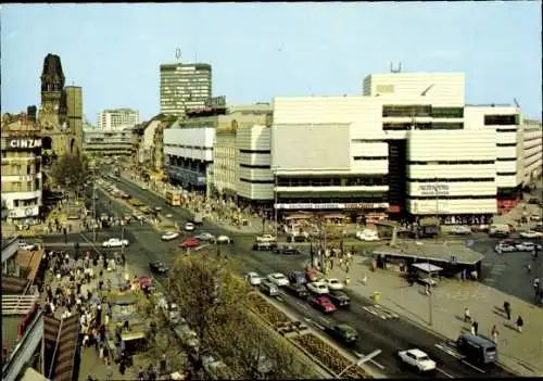 Ak Berlin Charlottenburg, Kurfürstendamm, Hochhäuser, Menschenmenge, Verkehr, CINZA