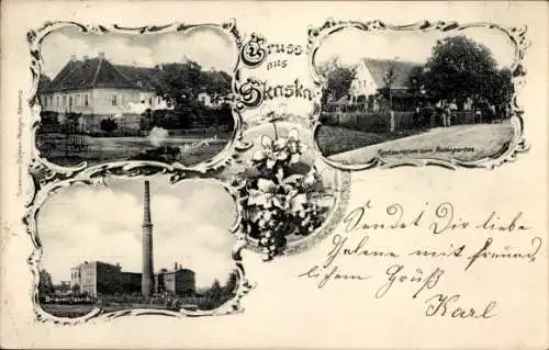 Ak Oßling Ossling in der Oberlausitz, Brikettfabrik, Häuser