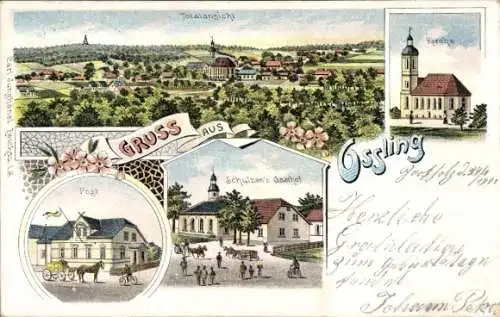 Ak Oßling Ossling in der Oberlausitz, Vielseitige Landschaft, Gebäude, Menschen, nstil, frische F