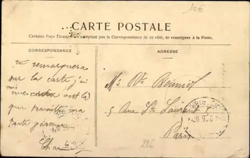 Ak Montargis Loiret, Rue Gambetta, älteres Gebäude, Kirchturm, Straßenansicht, Poststempel