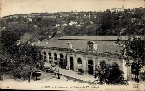 Ak Agen Lot et Garonne, Bahnhof, Coteau de l'Ermitage
