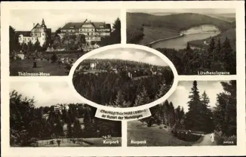 Ak Oberhof im Thüringer Wald, Thälmann-Haus, Lütschetalsperre, Kurpark, Wald, Kurort