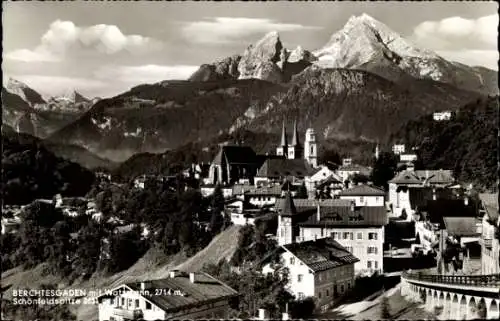 Ak Berchtesgaden Oberbayern, Gotzenalm, Bergkulisse, Stadtansicht von  Kirchen, Berge